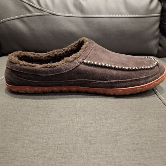 L.L. Bean Mountain Brown Suede Scuff Fleece Slippers Men Size 11 - Picture 6 of 8